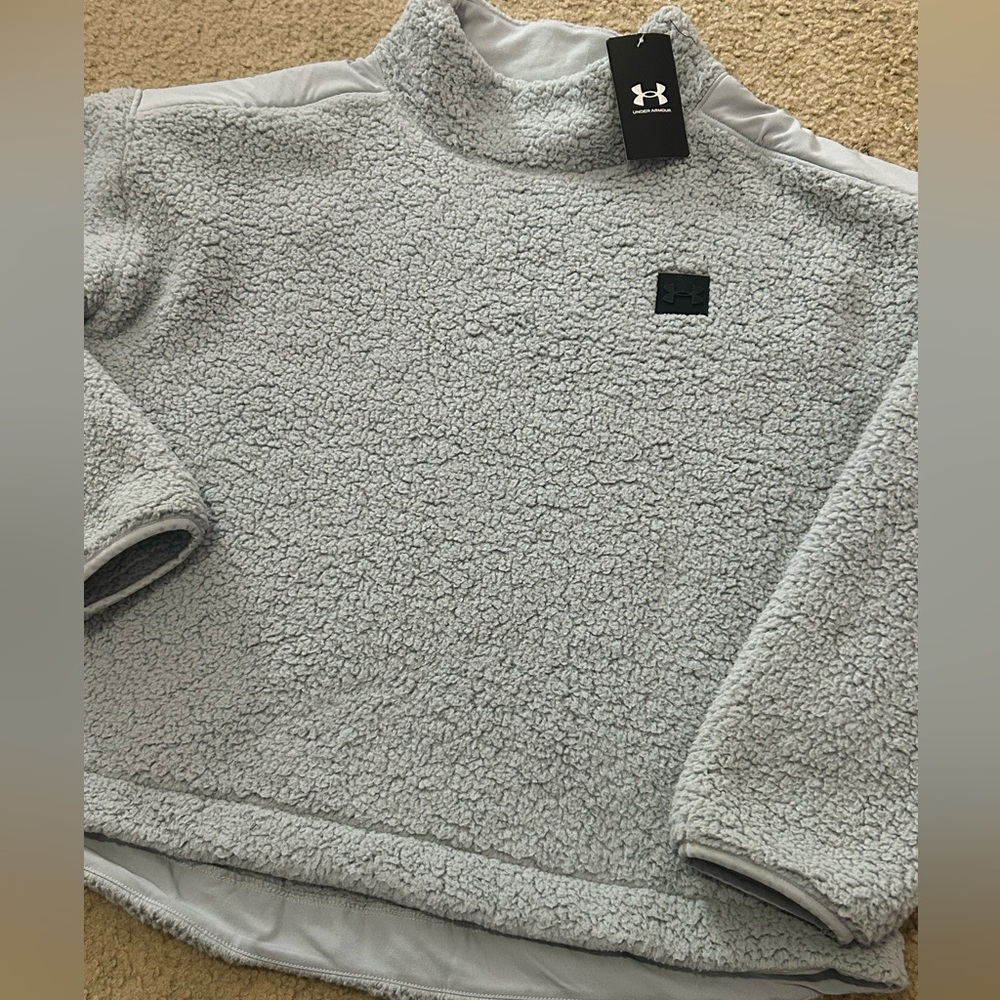 Under Armour Women’s Large Loose Sherpa Fleece Gray Pullover NWT - Picture 8 of 8